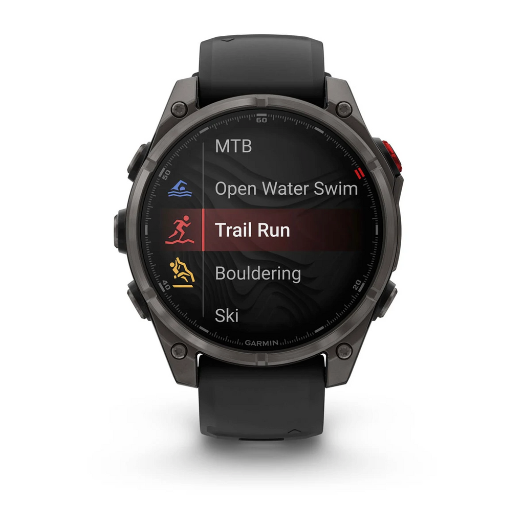 fēnix® 8 Pro , AMOLED Sapphire, Carbon Gray DLC Titanium with Black/Pebble Gray Silicone Band