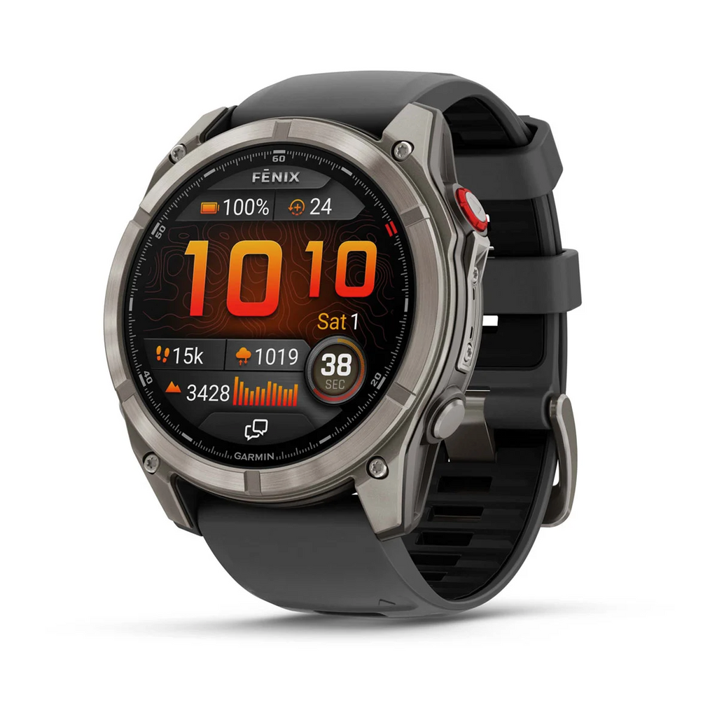 fēnix® 8 Pro , AMOLED Sapphire, Carbon Gray DLC Titanium with Black/Pebble Gray Silicone Band